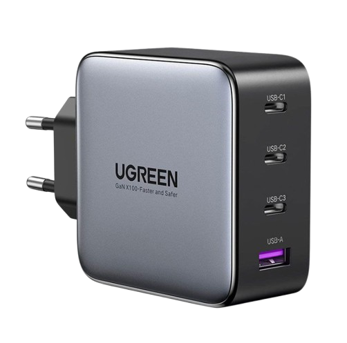 شاحن سريع تك يو جرين 100 وات 4 مداخل GAN 3XUSB-C, CD226 - أسود