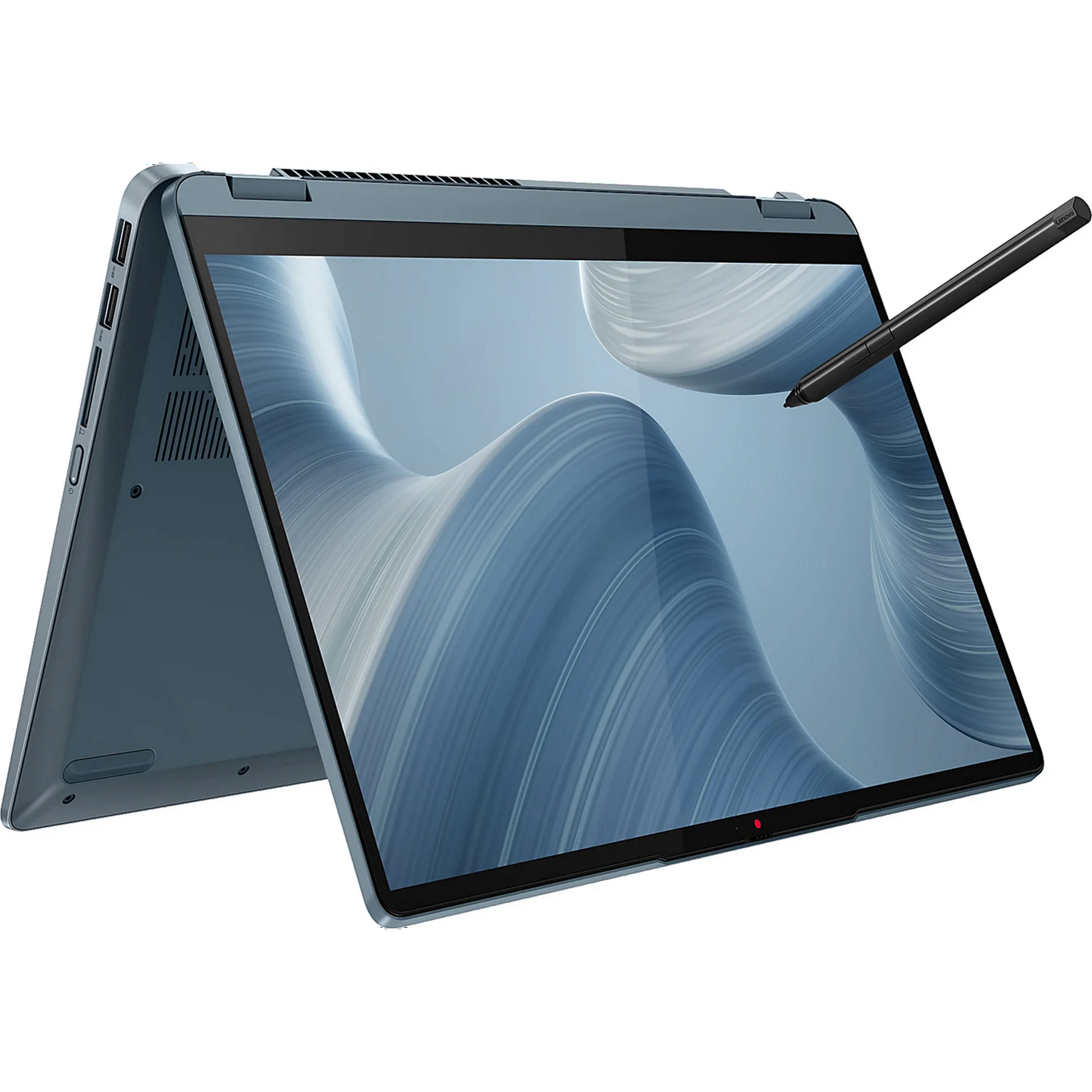 لاب توب لينوفو FLEX 7 14IAU7، بشاشة تعمل باللمس، 14 بوصة، 8 جيجابايت رام، 512 جيجابايت SSD، معالج Intel Core i5، نظام تشغيل ويندوز 11، 82VC0002US – أزرق مع لوحة مفاتيح بإضاءة خلفية وقارئ بصمة.