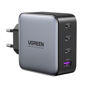 شاحن سريع تك يو جرين 100 وات 4 مداخل GAN 3XUSB-C, CD226 - أسود