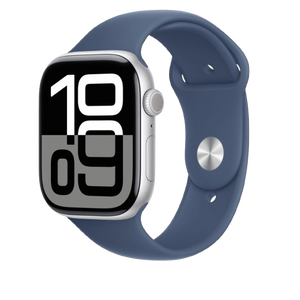 Apple Watch Series 10 GPS 46mm, Silver Aluminium Case with Denim Sport - Silver (Global Version)
