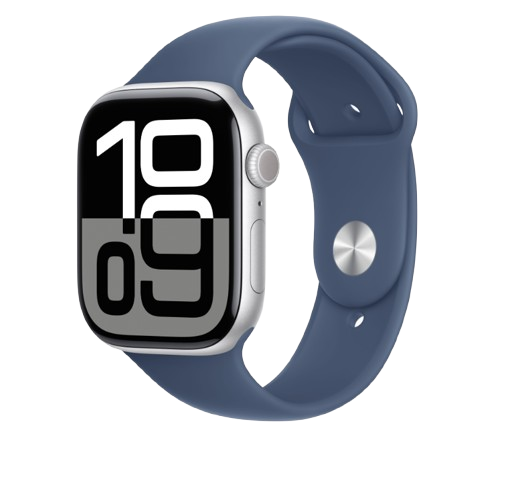 Apple Watch Series 10 GPS 46mm, Silver Aluminium Case with Denim Sport - Silver (Global Version)