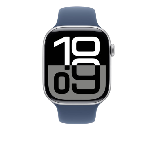 Apple Watch Series 10 GPS 46mm, Silver Aluminium Case with Denim Sport - Silver (Global Version)
