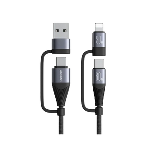 كابل شحن جوي رووم 4 في 1، USB-A وType-C الى Lightning, Type-C، بطول 1.2 متر، SA37-2T2 - أسود