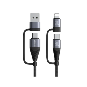 كابل شحن جوي رووم 4 في 1، USB-A وType-C الى Lightning, Type-C، بطول 1.2 متر، SA37-2T2 - أسود
